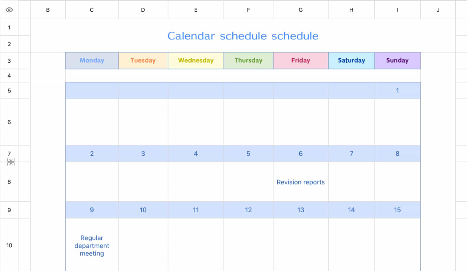 Calendar schedule